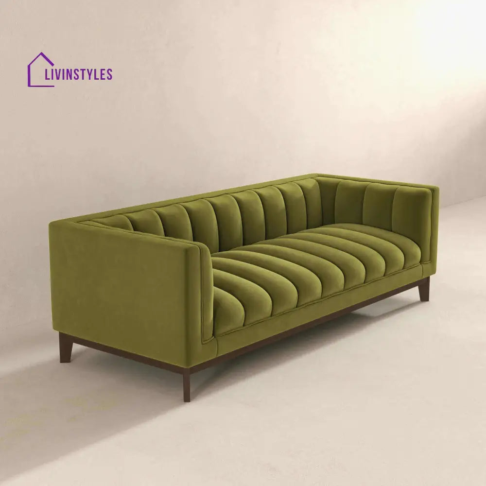 Piyush Olive Green Three Seater Sofa For Living Room