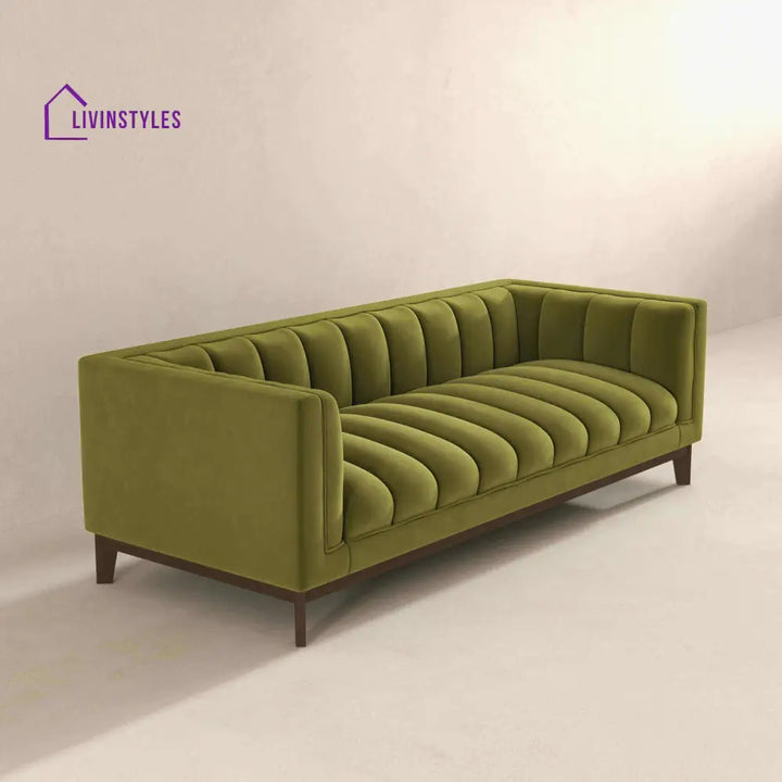 Piyush Olive Green Three Seater Sofa For Living Room