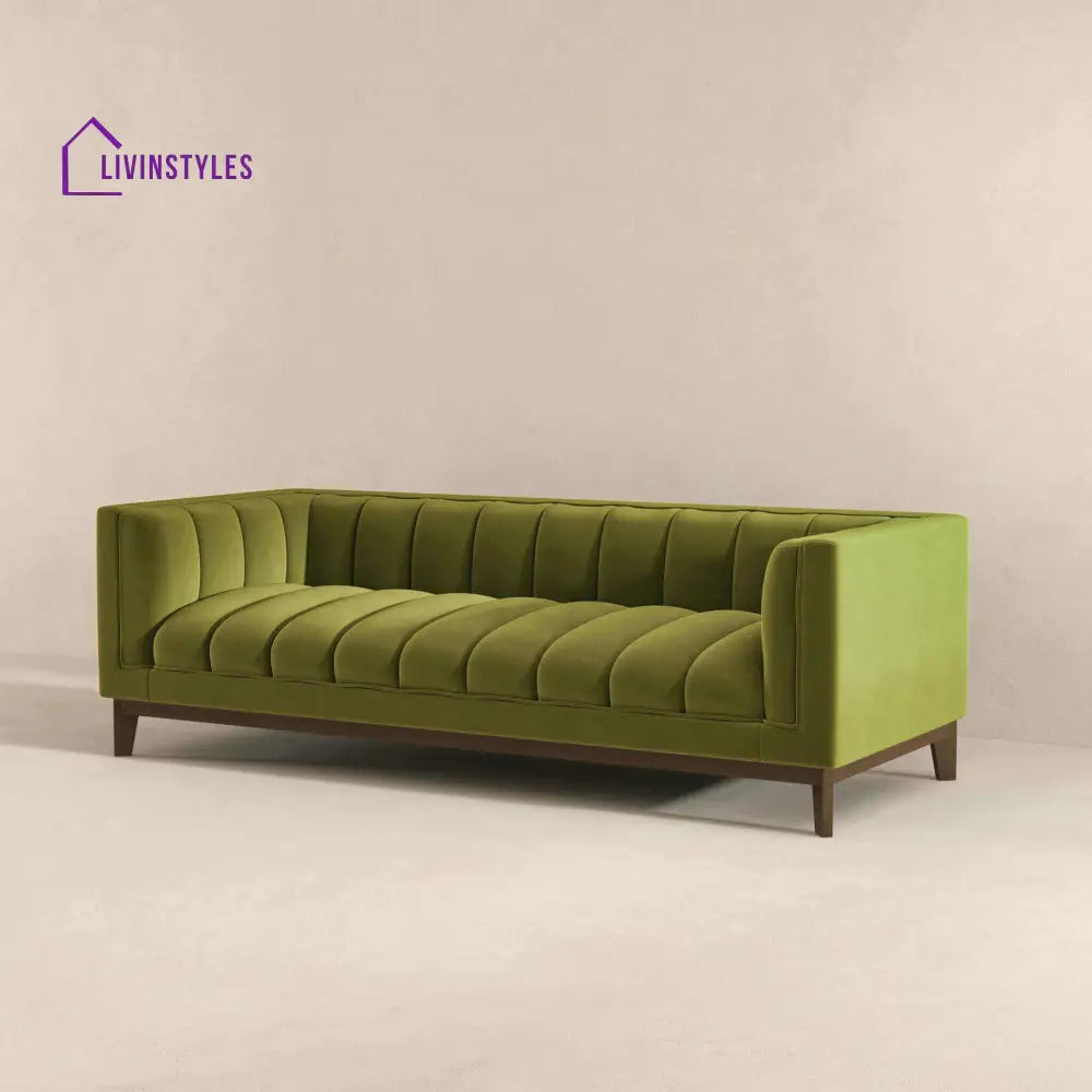 Piyush Olive Green Three Seater Sofa For Living Room