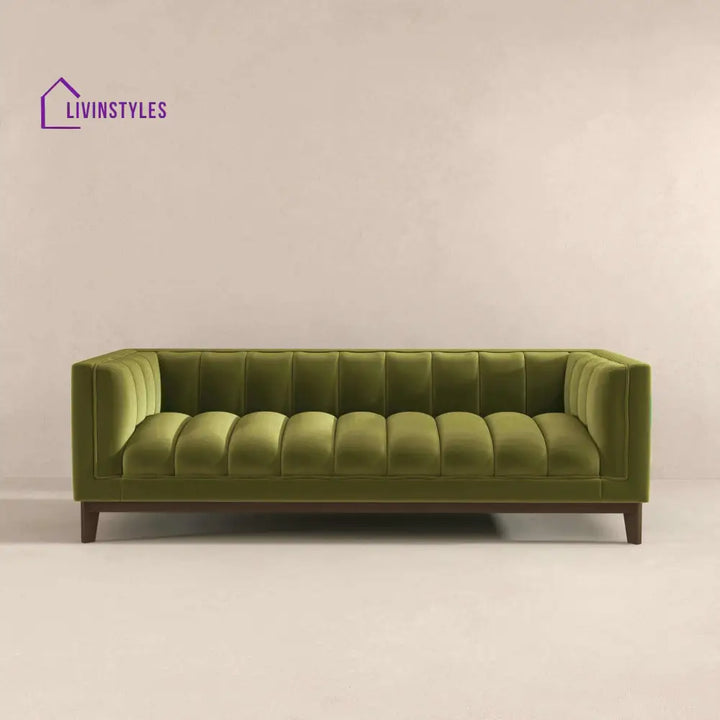 Piyush Olive Green Three Seater Sofa For Living Room