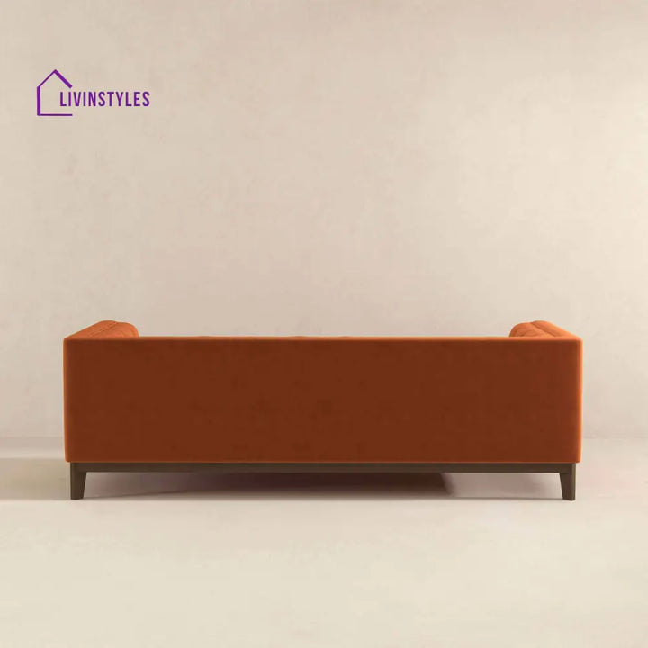 Piyush Orange Three Seater Sofa For Living Room