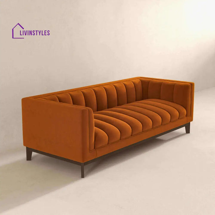 Piyush Orange Three Seater Sofa For Living Room