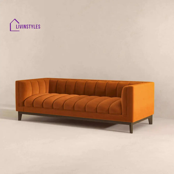Piyush Orange Three Seater Sofa For Living Room