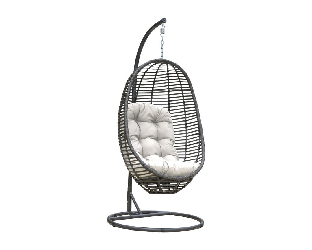 Borroni Single Seater Hanging Swing With Stand For Balcony , Garden Swing (Grey)