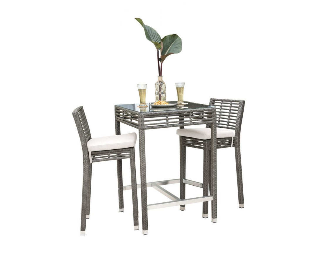 Vanna Outdoor Patio Bar Sets 2 Chairs and 1 Table (Grey)