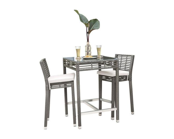 Vanna Outdoor Patio Bar Sets 2 Chairs and 1 Table (Grey)