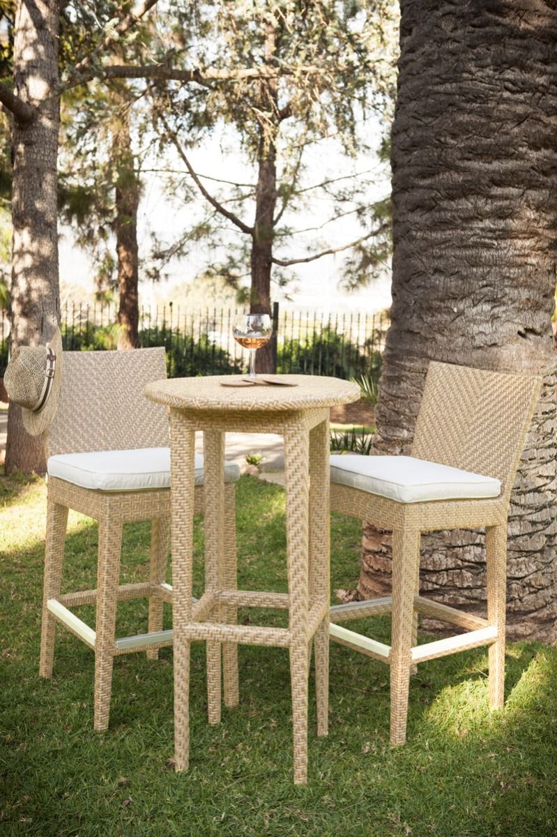 Lombardi Outdoor Patio Bar Sets 2 Chairs and 1 Table (Cream)