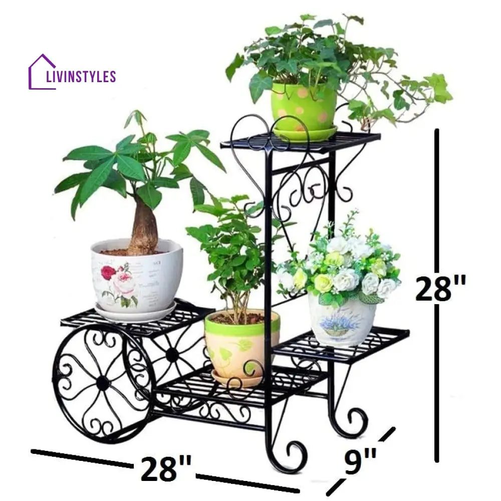 Plant Stand Flower Trolley Rack Display Metal Indoor Pot Shelf Garden Holder Stands