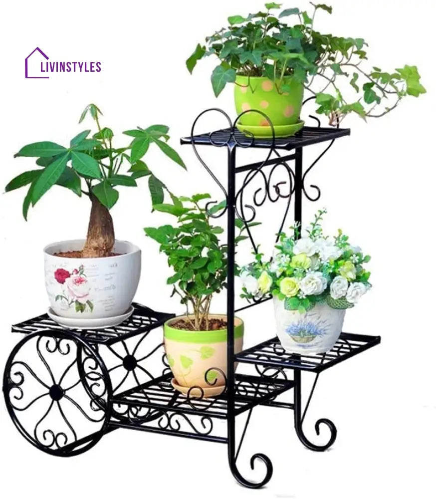 Plant Stand Flower Trolley Rack Display Metal Indoor Pot Shelf Garden Holder Stands