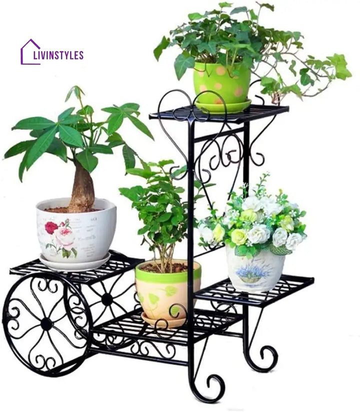 Plant Stand Flower Trolley Rack Display Metal Indoor Pot Shelf Garden Holder Stands