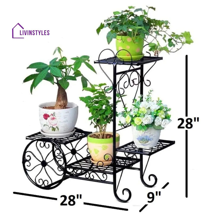 Plant Stand Flower Trolley Rack Display Metal Indoor Pot Shelf Garden Holder Stands