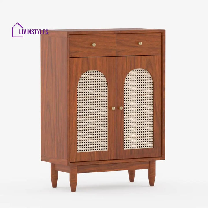 Platon Solid Wood Acacia Cane Cabinet and Sideboard (Honey Finish)