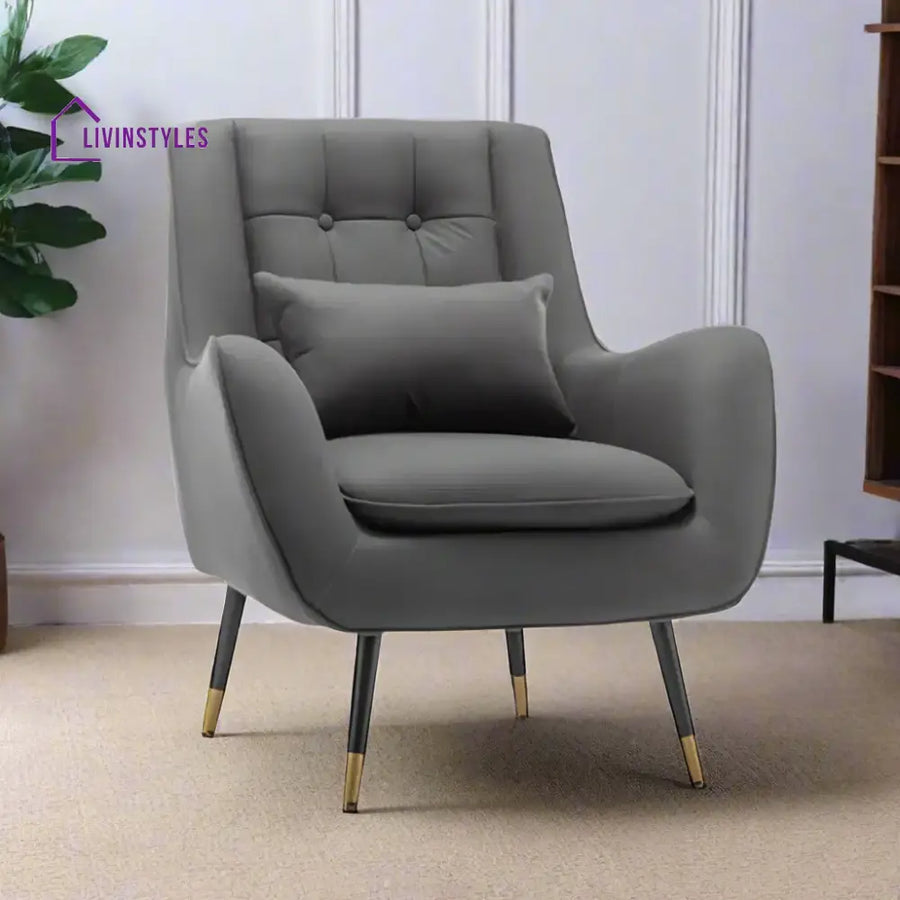 Plush Velvet Accent Chair Grey Furniture