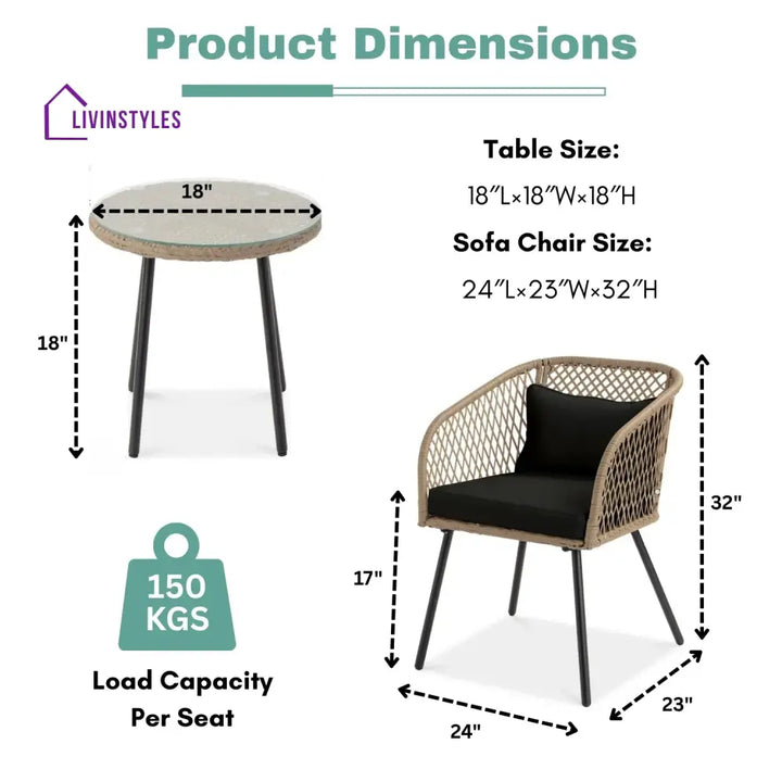 Poet Outdoor Wicker 3-Piece Patio Set - Patio Set