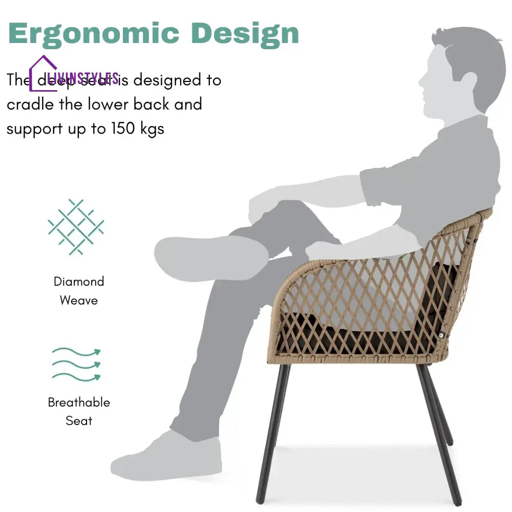 Poet Outdoor Wicker 3-Piece Patio Set - Patio Set