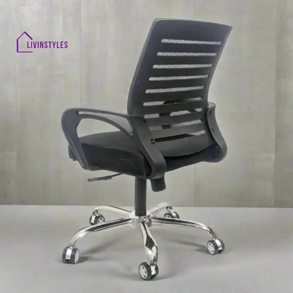 Polar Black Flow Mesh Comfortable Office Chair