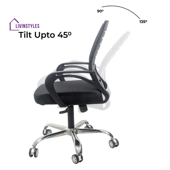 Polar Black Flow Mesh Comfortable Office Chair