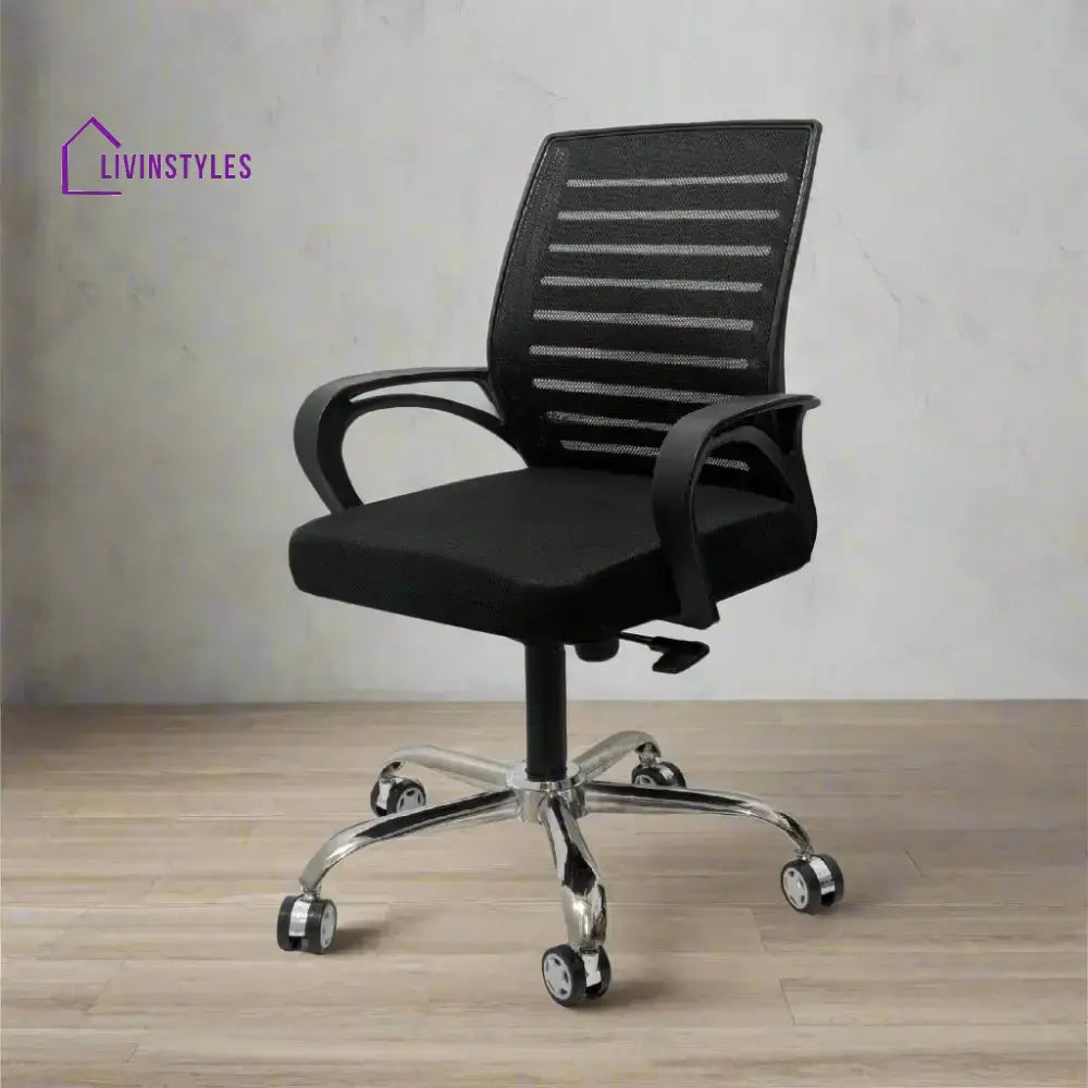 Polar Black Flow Mesh Comfortable Office Chair