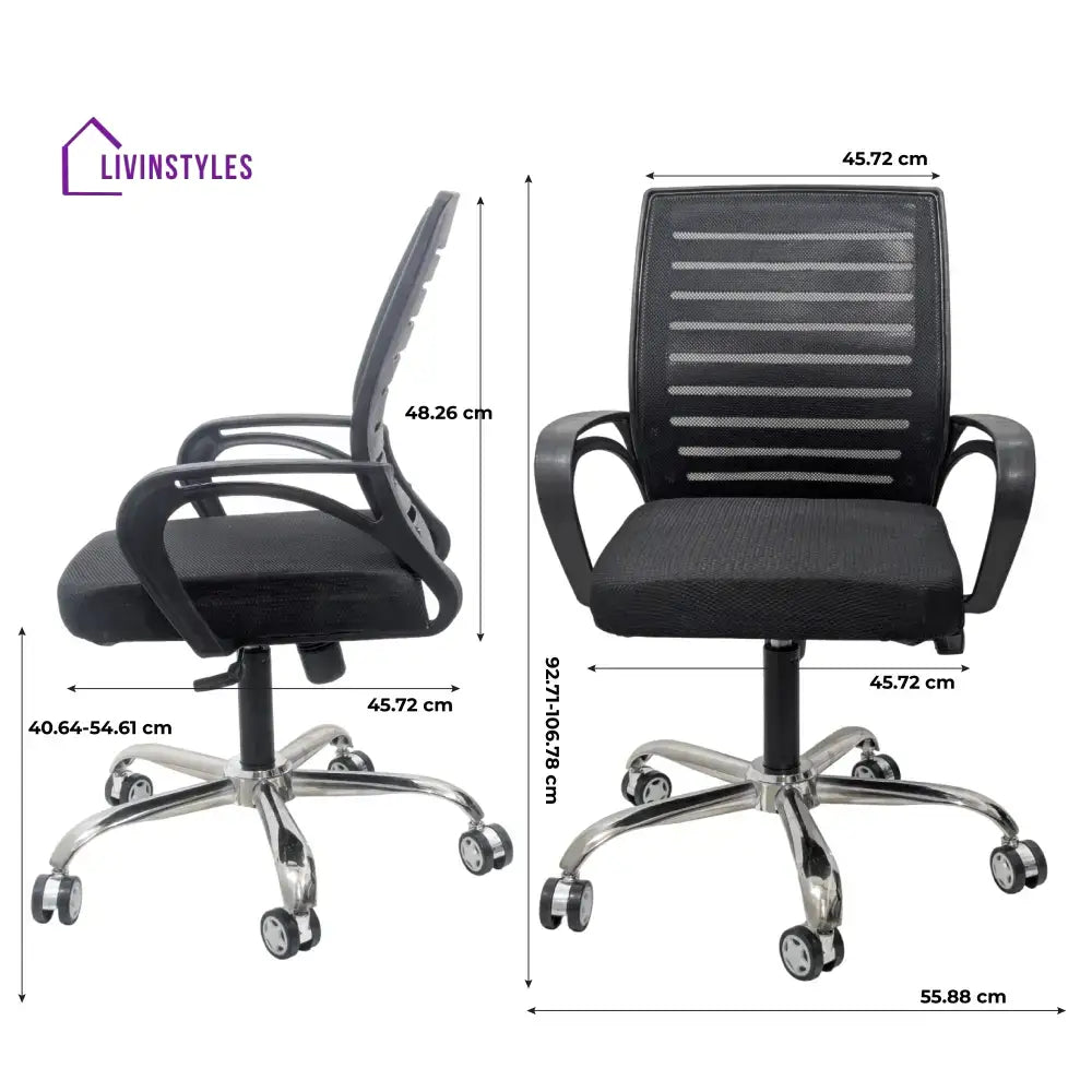 Polar Black Flow Mesh Comfortable Office Chair