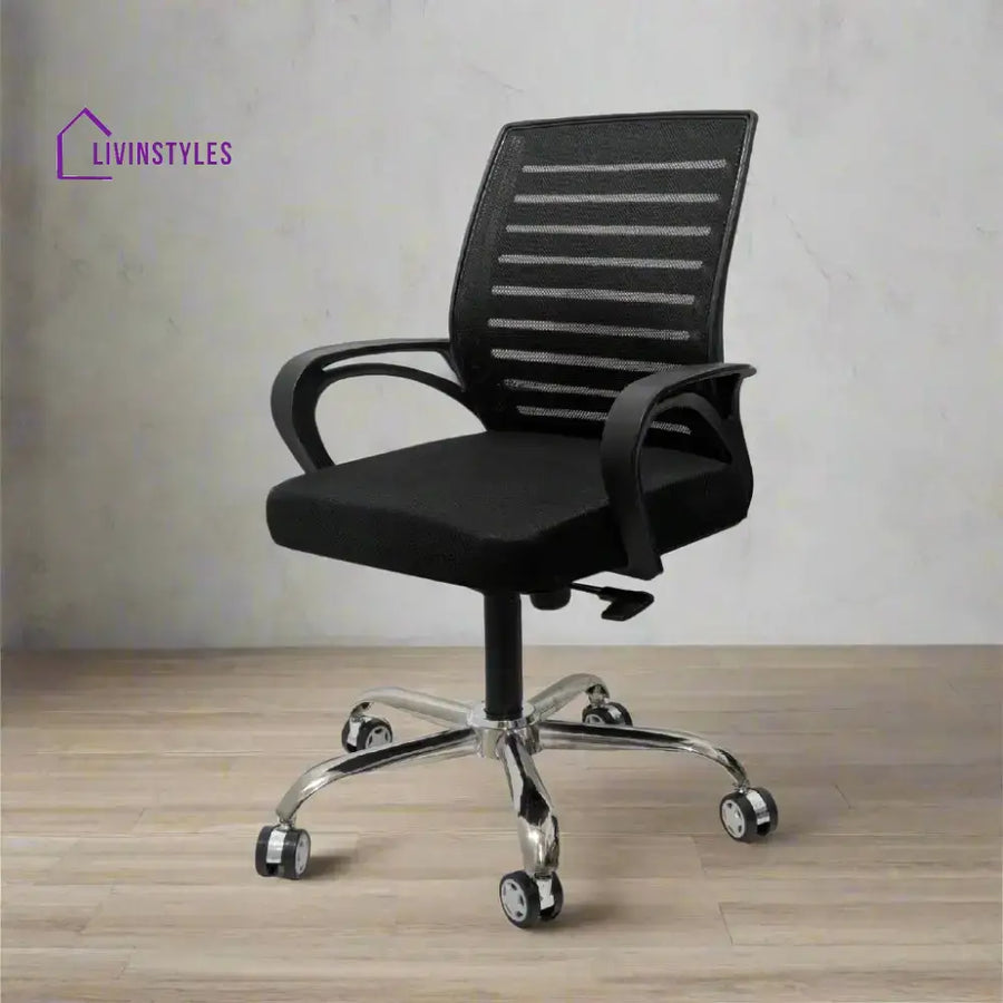 Polar Black Flow Mesh Comfortable Office Chair