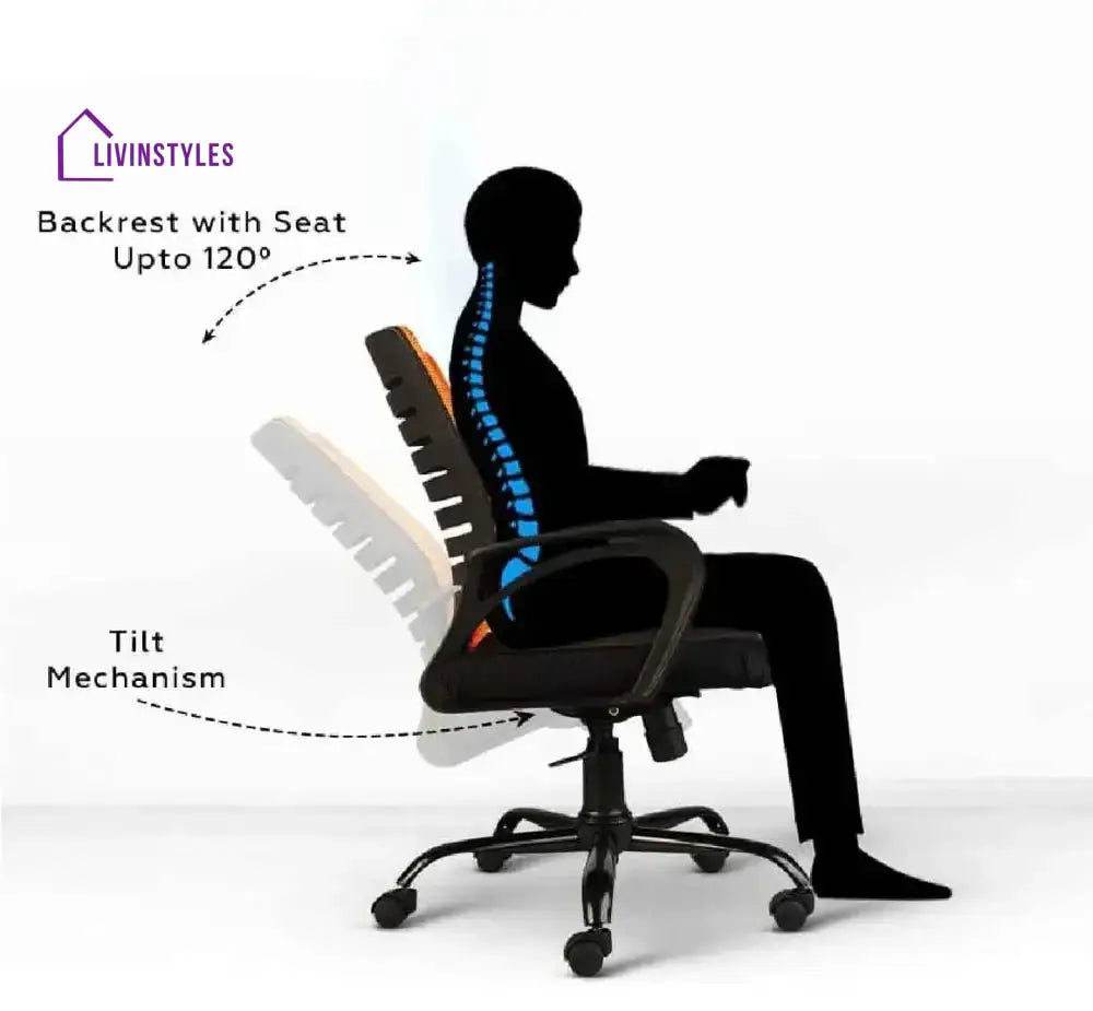 Polar Orange Flow Mesh Comfortable office Chair