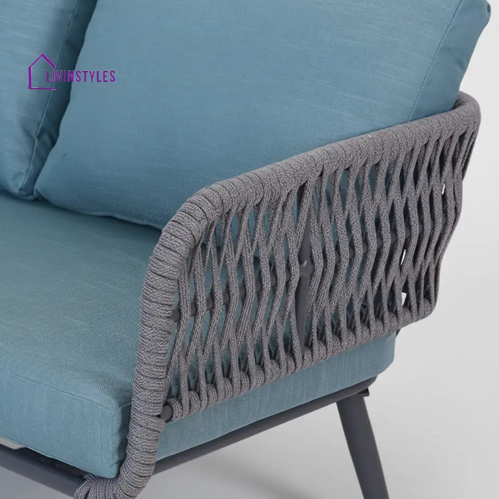 Polari Outdoor Garden Balcony Sofa Set 2 Seater 2 Single Seater 1 Center Table Set (Grey) Braided and Rope - Sofa Sets