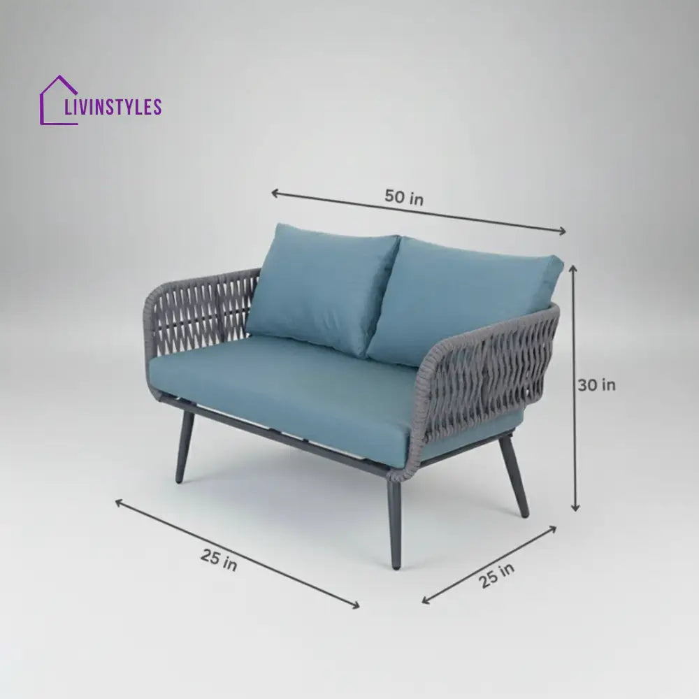 Polari Outdoor Garden Balcony Sofa Set 2 Seater 2 Single Seater 1 Center Table Set (Grey) Braided and Rope - Sofa Sets