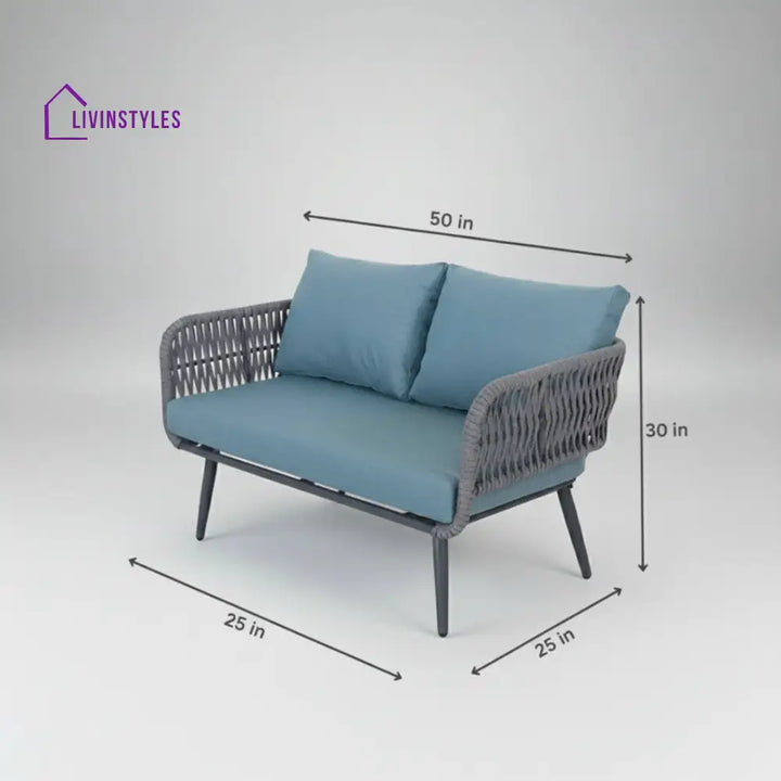 Polari Outdoor Garden Balcony Sofa Set 2 Seater 2 Single Seater 1 Center Table Set (Grey) Braided and Rope - Sofa Sets