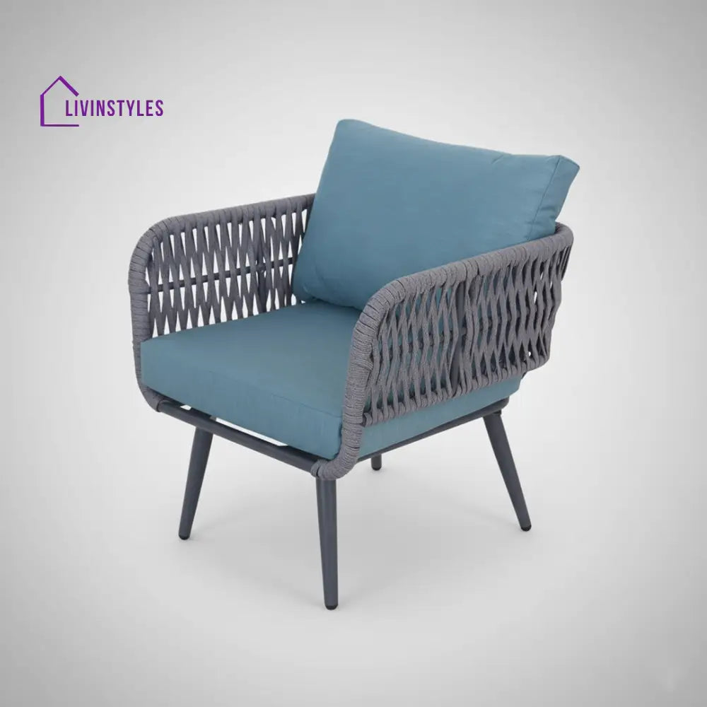 Polari Outdoor Garden Balcony Sofa Set 2 Seater 2 Single Seater 1 Center Table Set (Grey) Braided and Rope - Sofa Sets