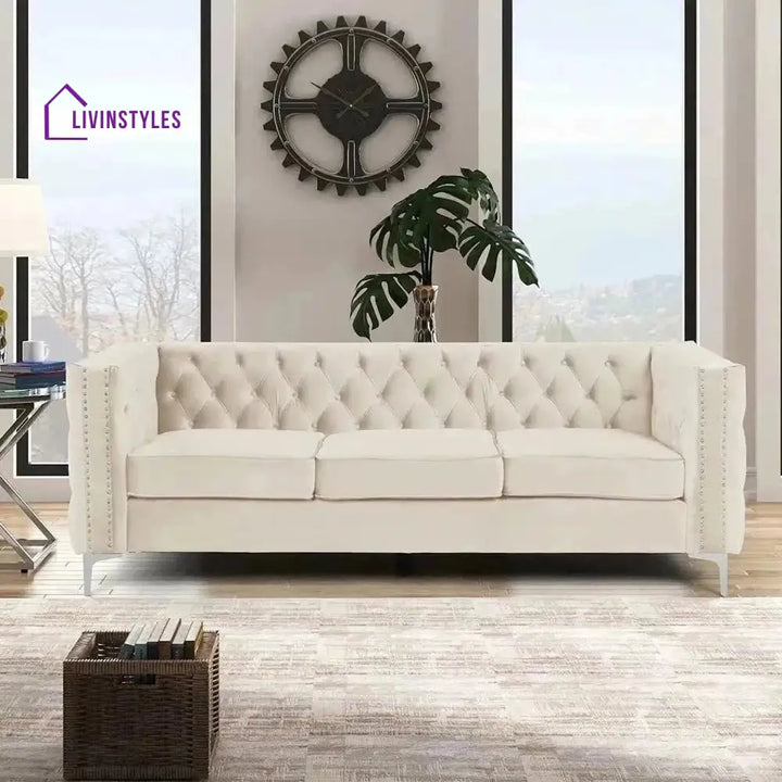 Polina 3 Seater Sofa for Living Room Beige