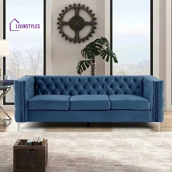 Polina 3 Seater Sofa for Living Room Blue