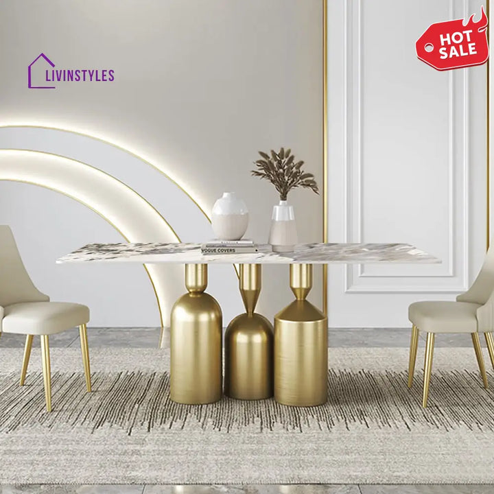 Pooja 6 Seater Marble Dining Table Set