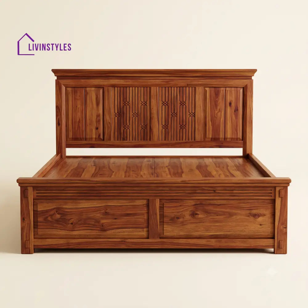 Pooja Sheesham Wood Bed With Box Storage | Wooden Bed