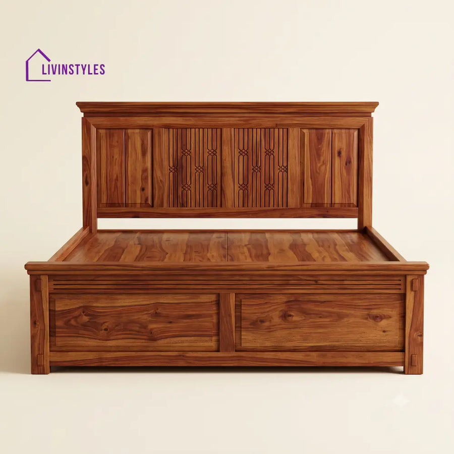 Pooja Sheesham Wood Bed With Box Storage | Wooden Bed