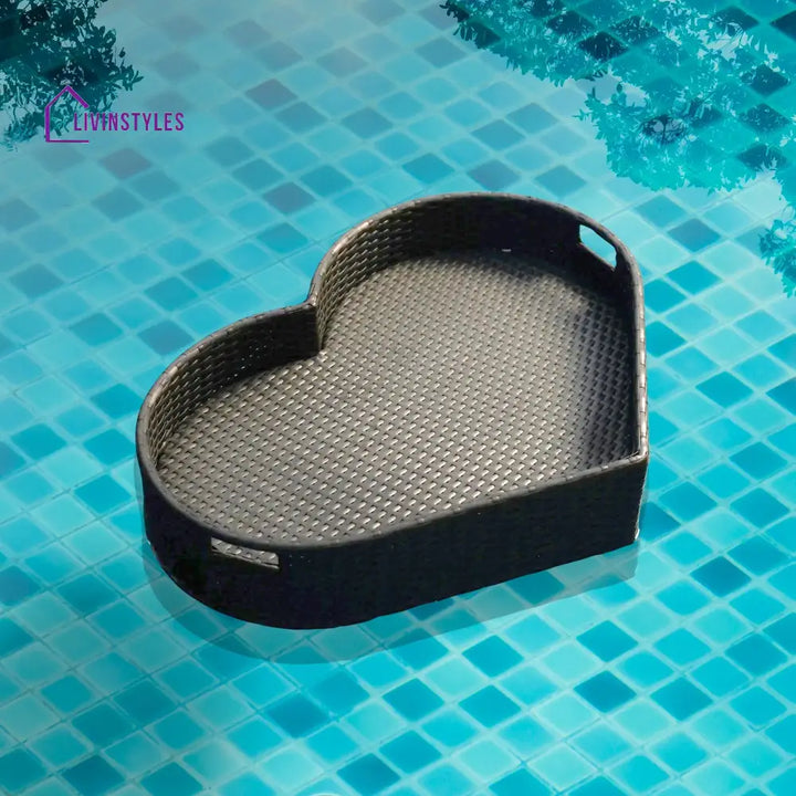 Poorvi Luxury Floating Serving Tray For Swimming Pool - Brown (Heart Shape)