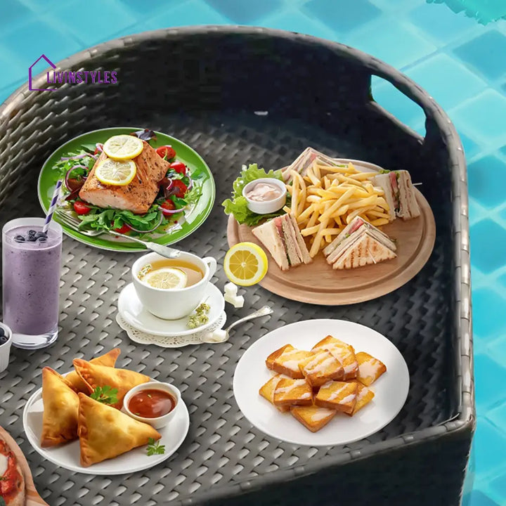 Poorvi Luxury Floating Serving Tray For Swimming Pool - Brown (Heart Shape)
