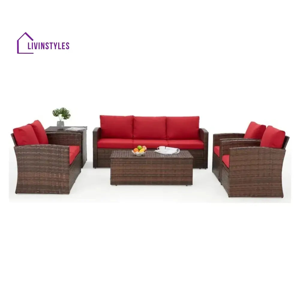 Poorvi Outdoor 7-Seater Wicker Sectional Sofa Set - Sofa Set