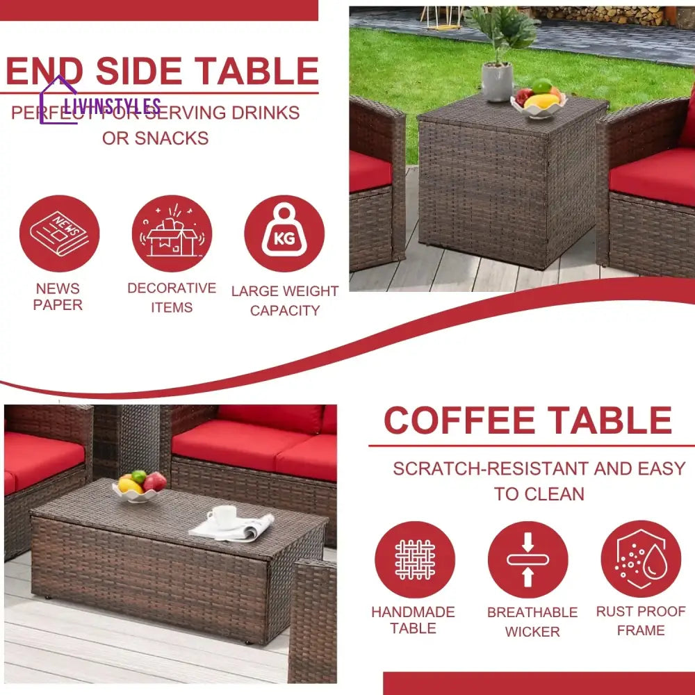 Poorvi Outdoor 7-Seater Wicker Sectional Sofa Set - Sofa Set