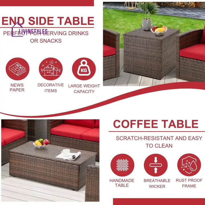 Poorvi Outdoor 7-Seater Wicker Sectional Sofa Set - Sofa Set