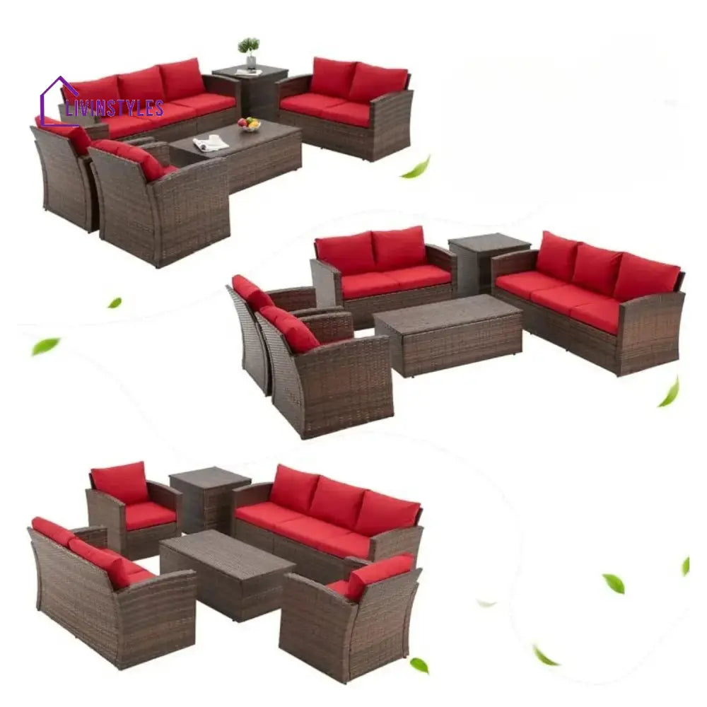Poorvi Outdoor 7-Seater Wicker Sectional Sofa Set - Sofa Set