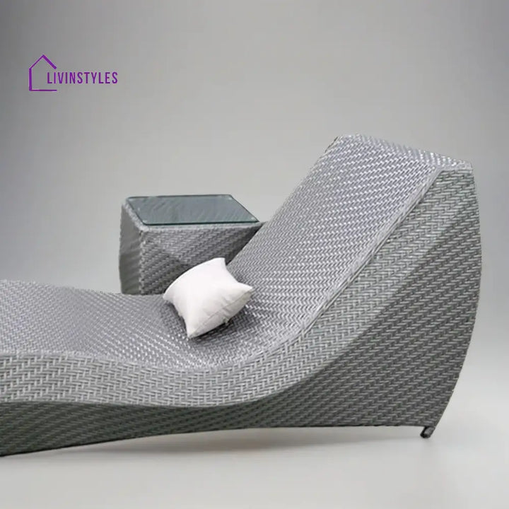 Popkin Outdoor Swimming Poolside Lounger With 1 Side Table (Silver) - Loungers