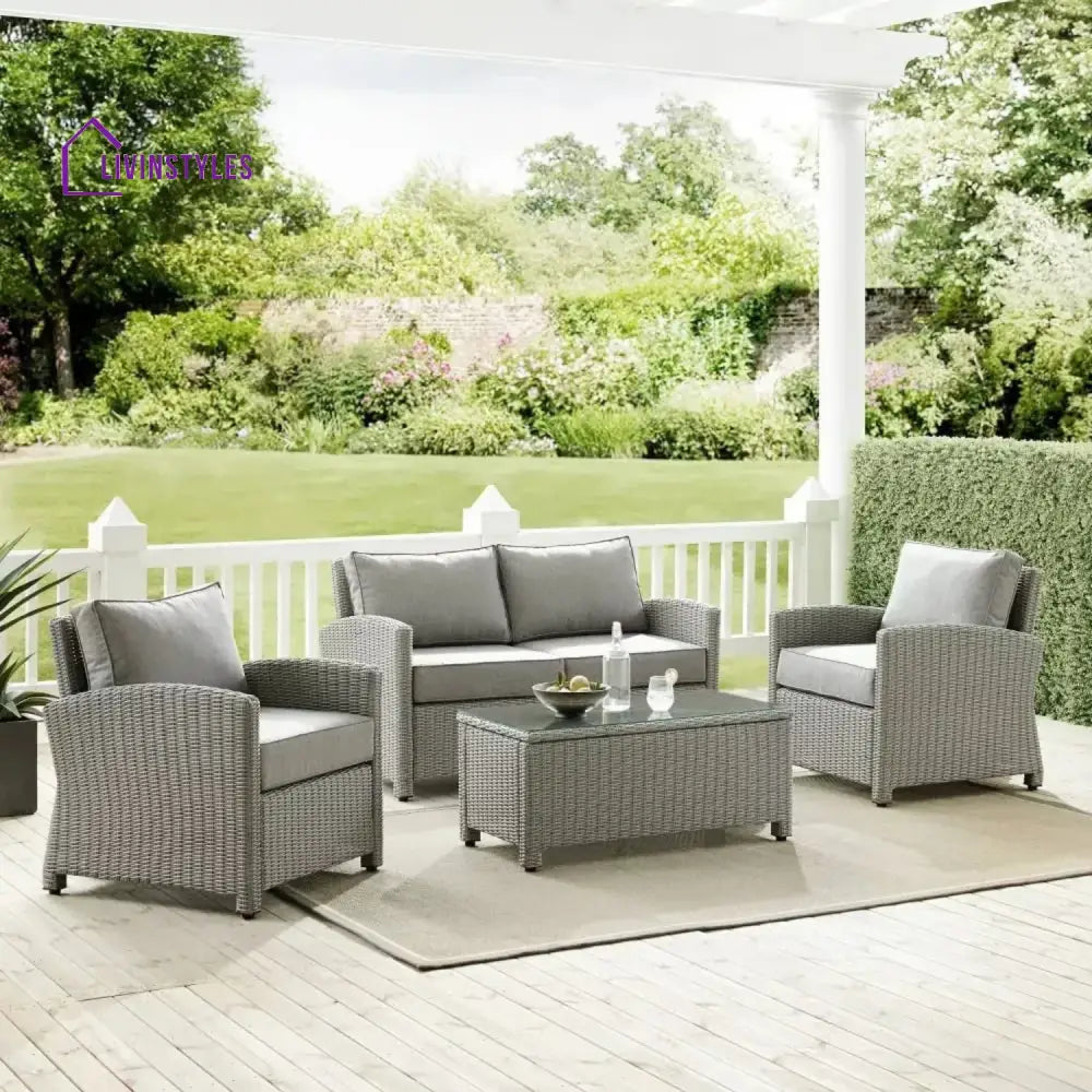Porch Outdoor Sofa Set 2 Seater 2 Single seater and 1 Center Table - Gray - Sofa Sets