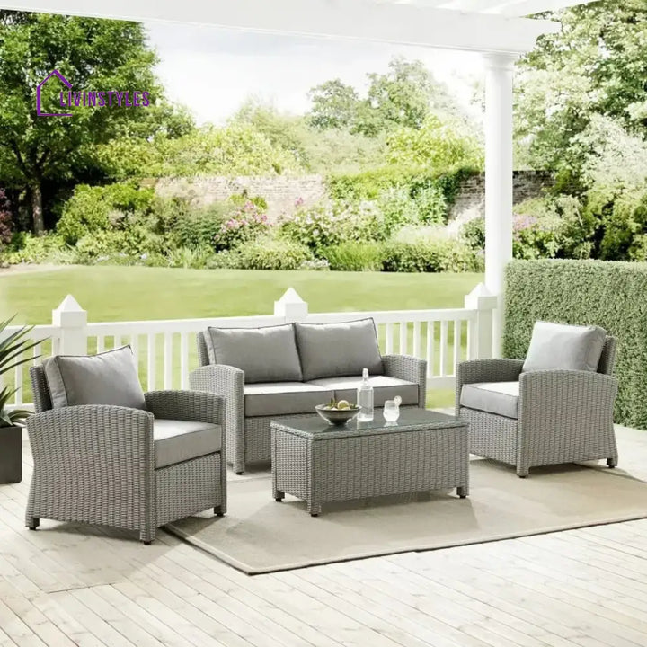Porch Outdoor Sofa Set 2 Seater 2 Single seater and 1 Center Table - Gray - Sofa Sets
