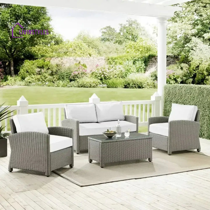 Porch Outdoor Sofa Set 2 Seater 2 Single seater and 1 Center Table - White - Sofa Sets