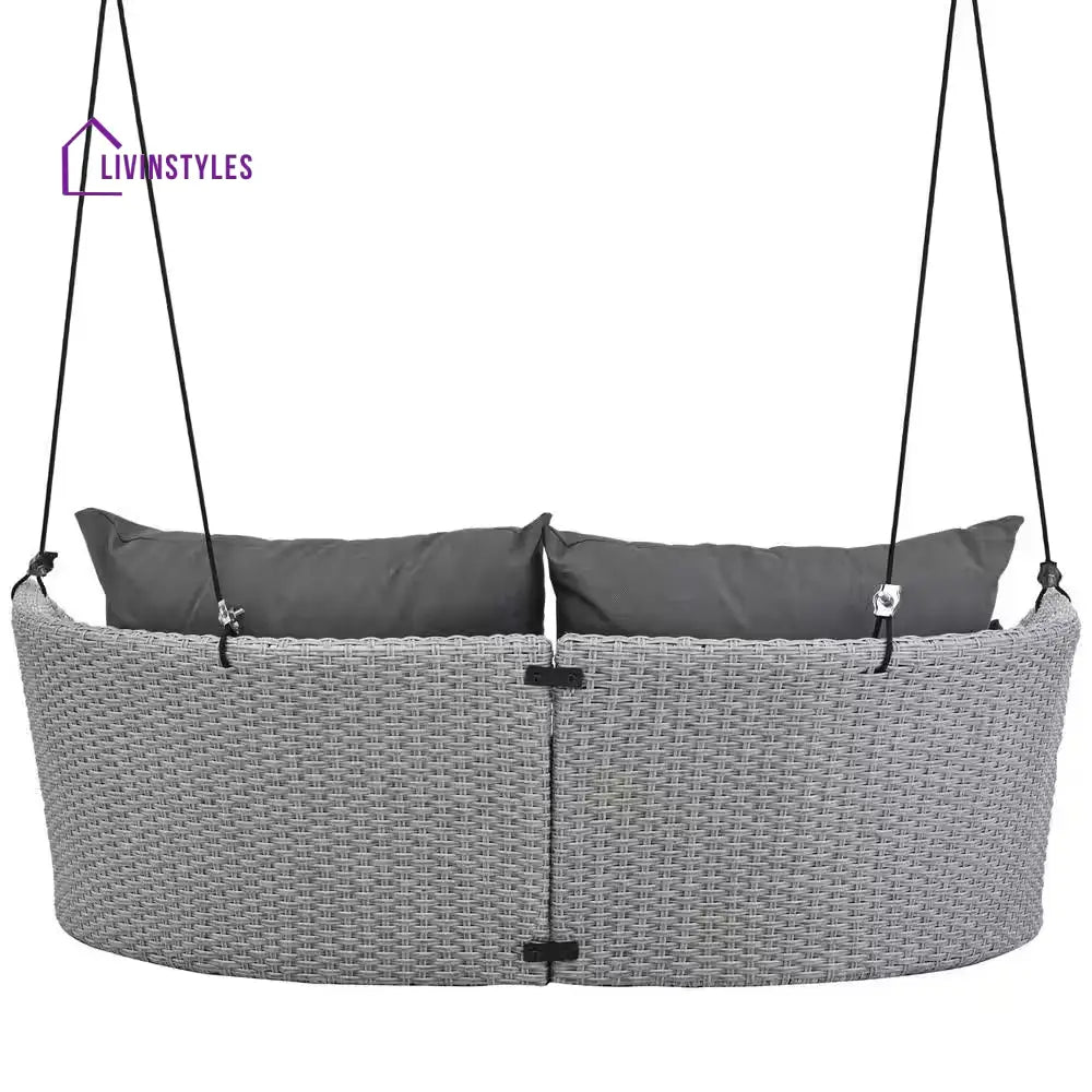 Portin Double Seater Hanging Swing Without Stand For Balcony Garden Swing (Grey) - Swings