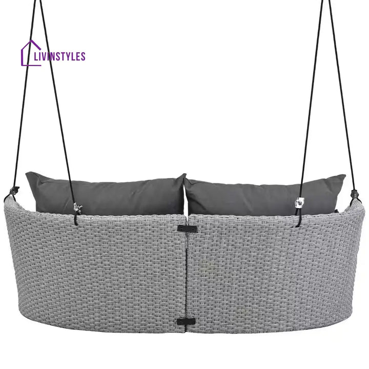 Portin Double Seater Hanging Swing Without Stand For Balcony Garden Swing (Grey) - Swings