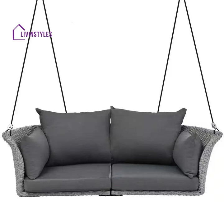 Portin Double Seater Hanging Swing Without Stand For Balcony Garden Swing (Grey) - Swings
