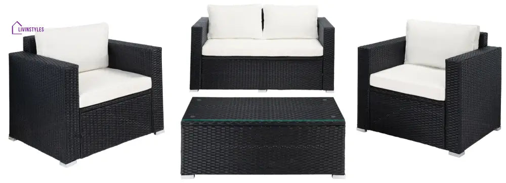 Power Outdoor Sofa Set 2 Seater 2 Single seater and 1 Center Table Set (White) - Sofa Sets