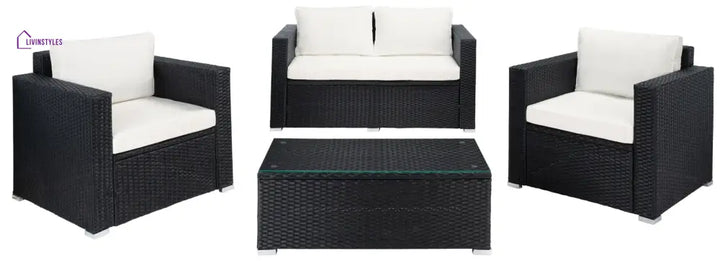 Power Outdoor Sofa Set 2 Seater 2 Single seater and 1 Center Table Set (White) - Sofa Sets