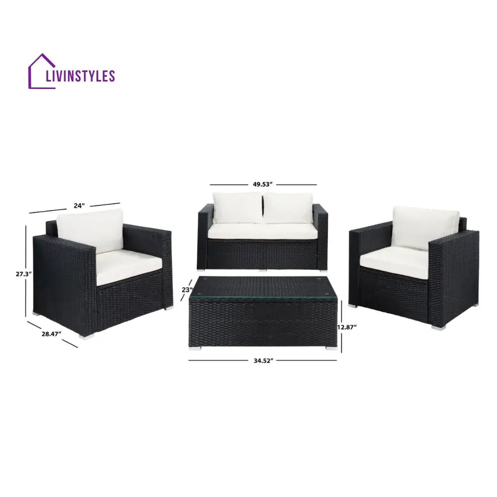 Power Outdoor Sofa Set 2 Seater 2 Single seater and 1 Center Table Set (White) - Sofa Sets